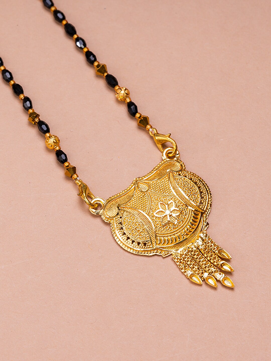 

HOUSE OF ARLI Gold-Plated & Beaded Mangalsutra, Black