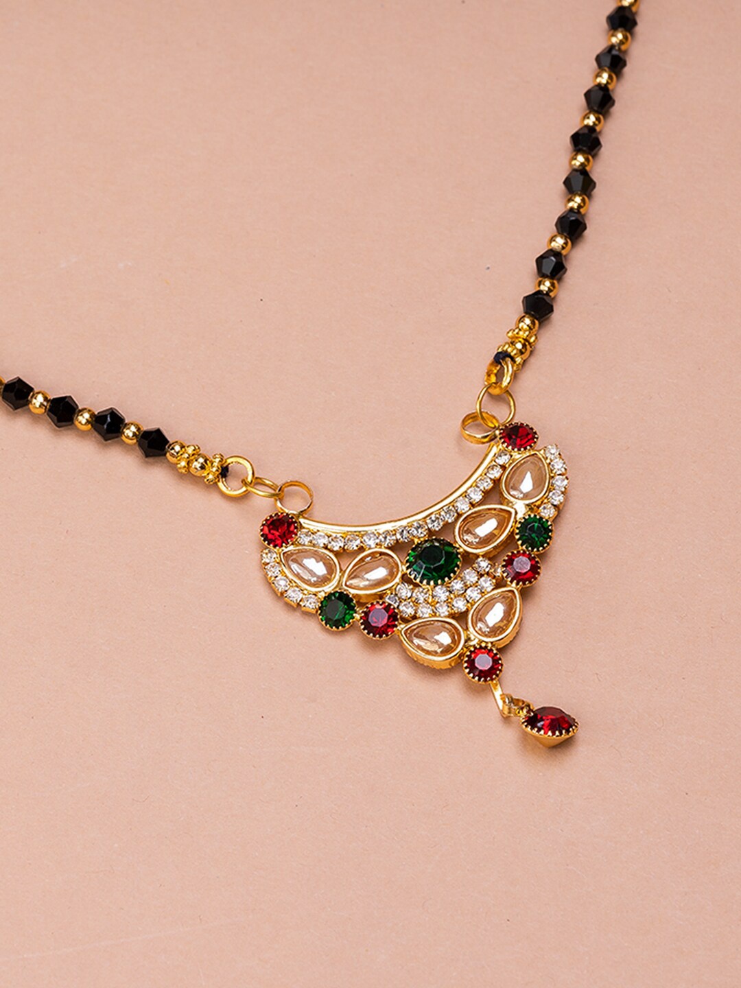 

HOUSE OF ARLI Gold-Plated & Beaded Mangalsutra, Black