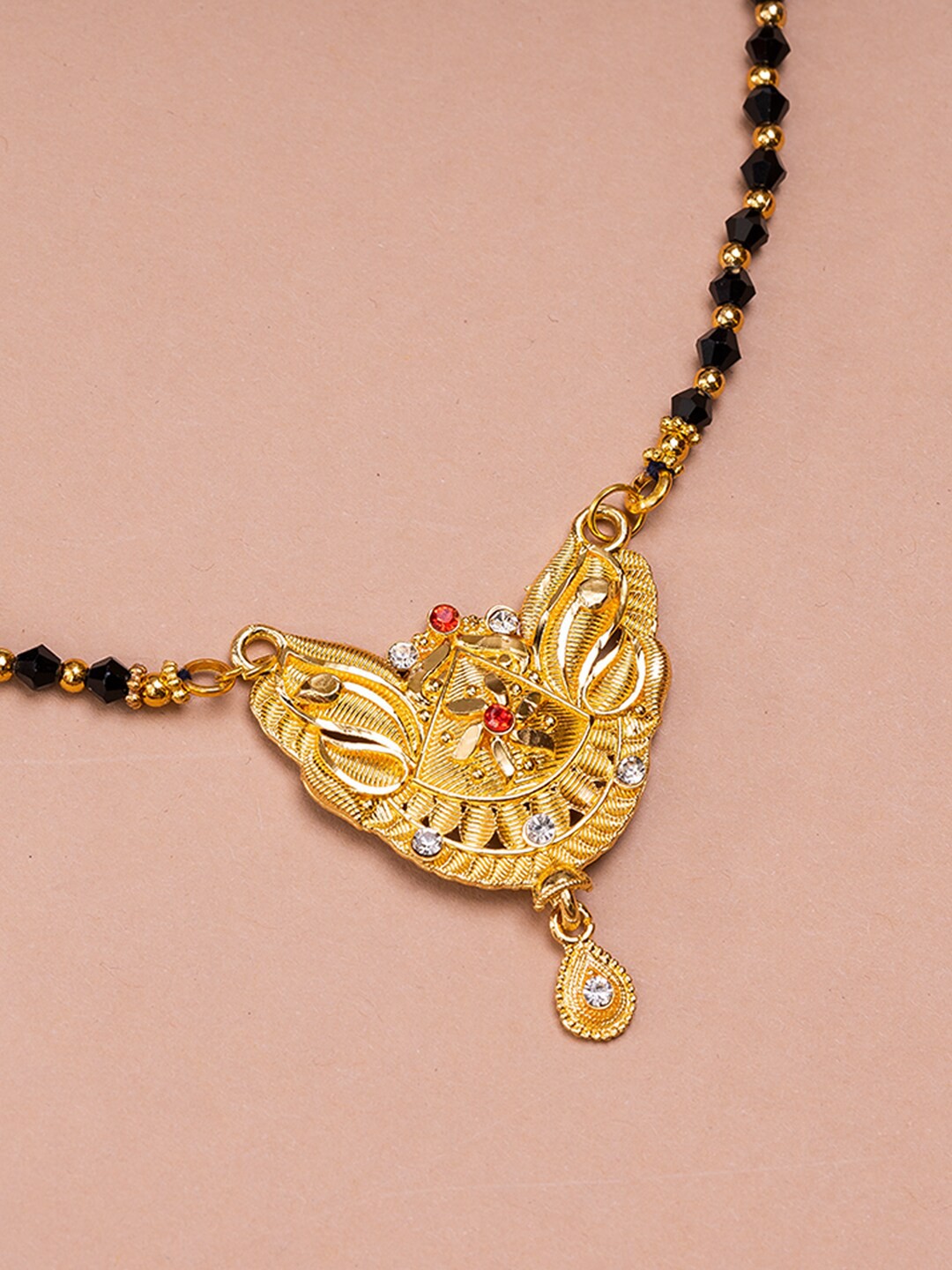 

HOUSE OF ARLI Gold-Plated & Beaded Mangalsutra, Black