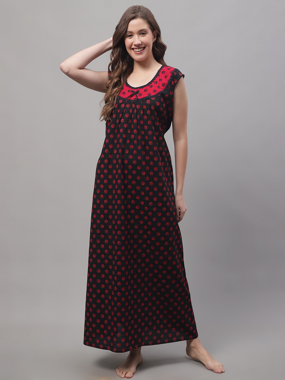 

Secret Wish Printed Cotton Maxi Nightdress, Black