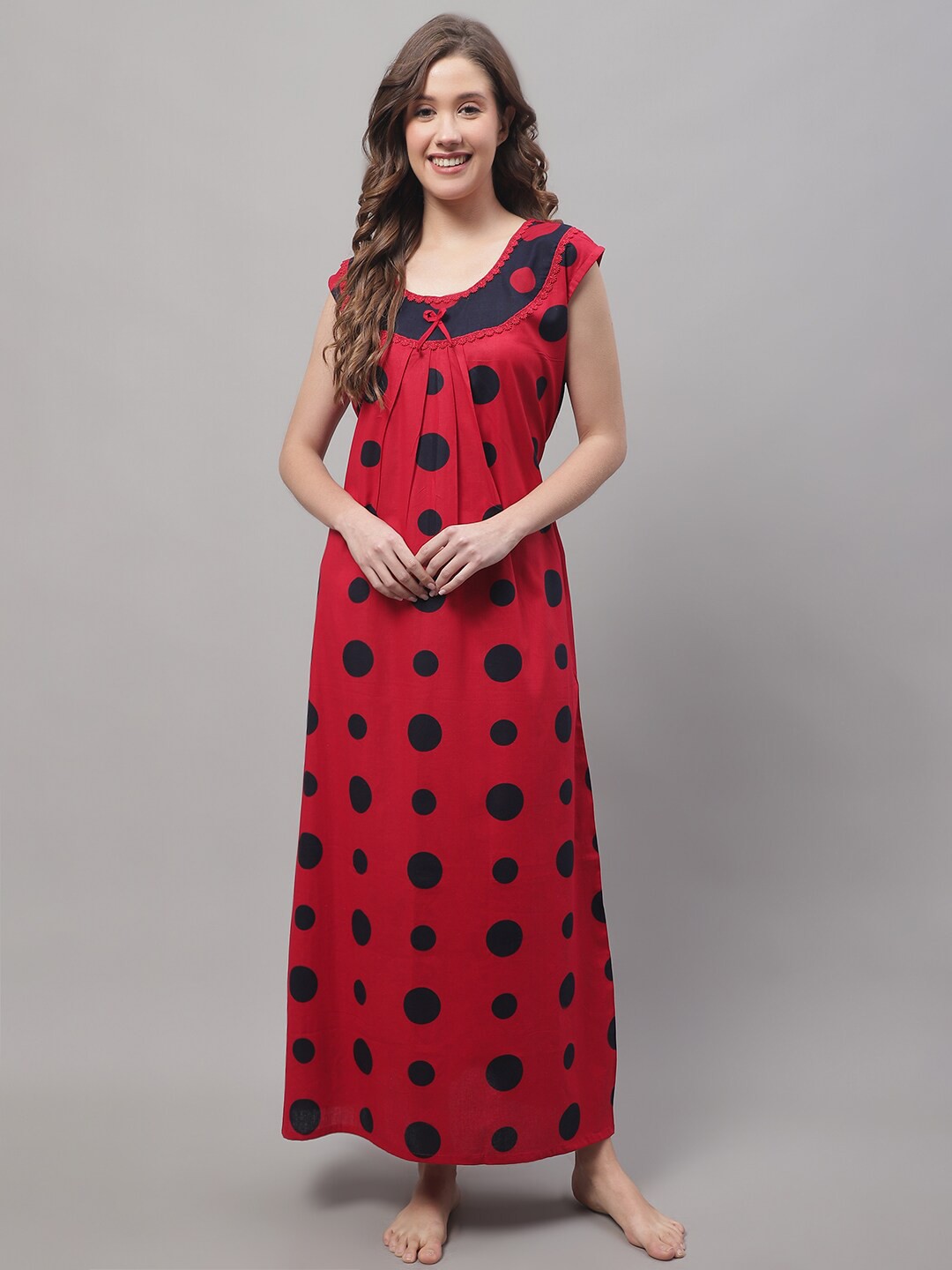 

Secret Wish Printed Pure Cotton Maxi Nightdress, Red