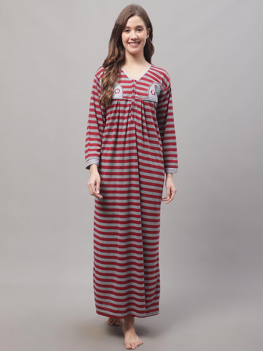 

Secret Wish Striped Woolen Maxi Nightdress, Grey