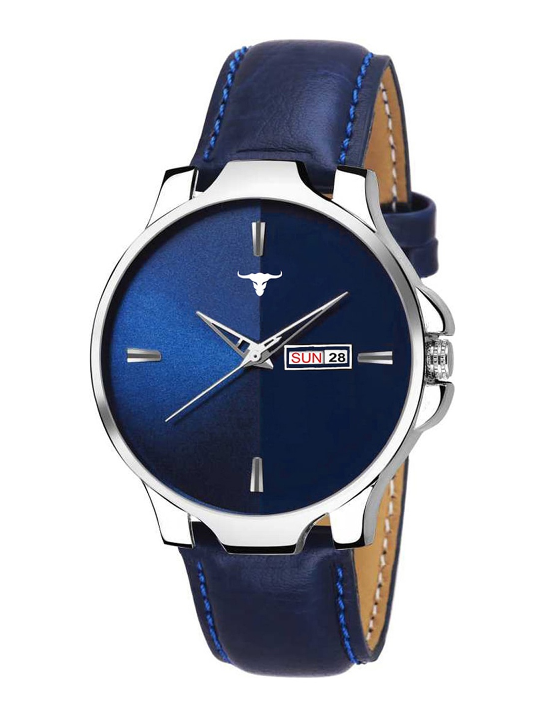 

RUSTET Men Round Dial & Leather Straps Analogue Watch- SWISSBLUESIVER, Blue