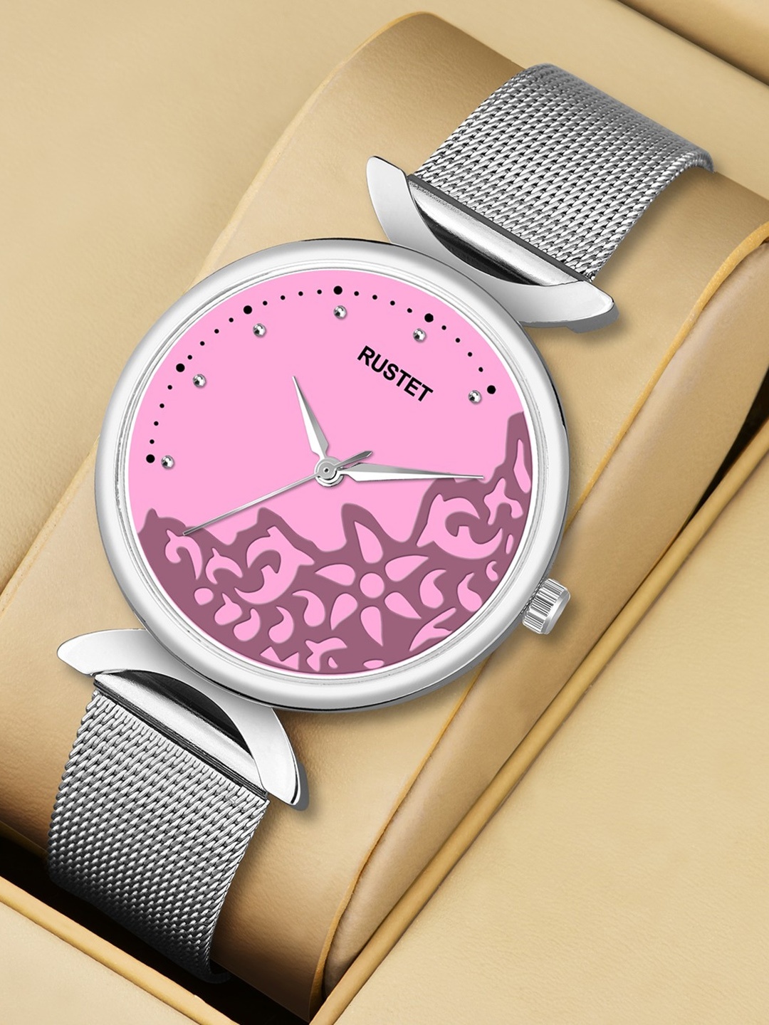 

RUSTET Women Brass Dial & Stainless Steel Straps Analogue, Silver