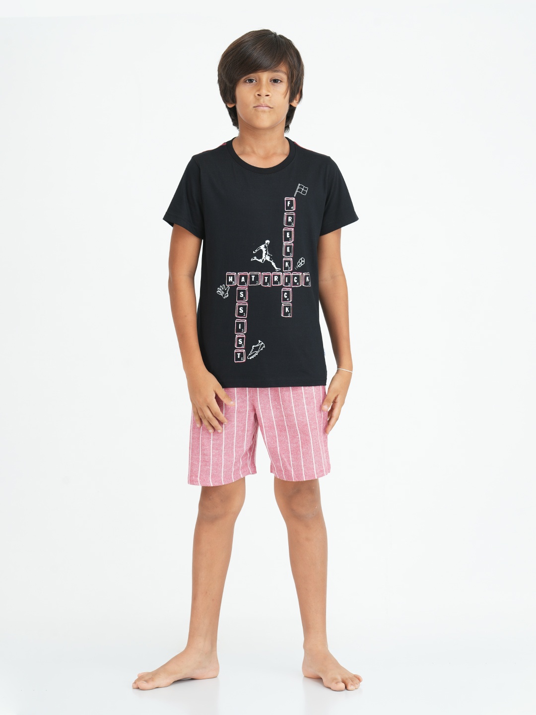 

mackly Boys Printed Pure Cotton Night suit, Black
