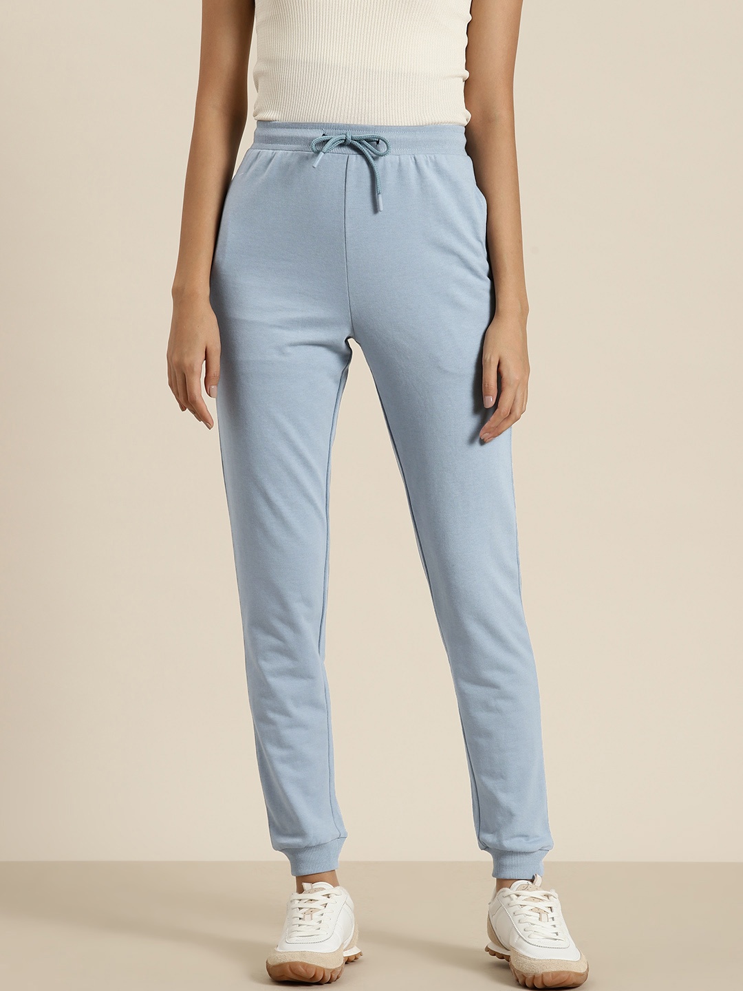 

her by invictus Women Solid Joggers, Blue