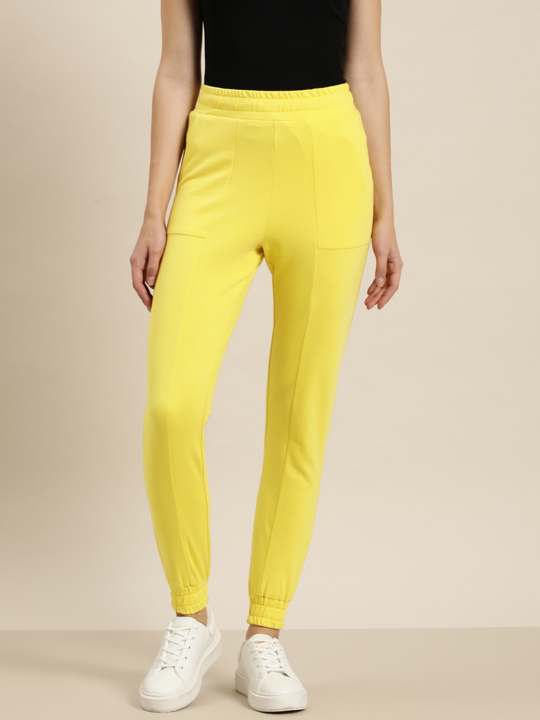 

her by invictus Women Solid Joggers, Yellow