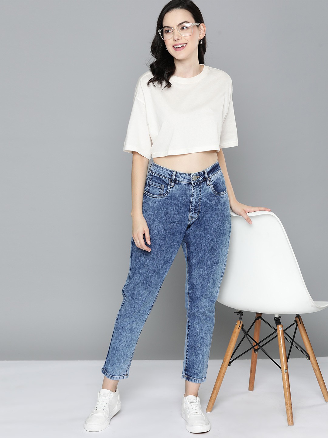 

Mast & Harbour Women Acid Wash Stretchable Jeans, Blue
