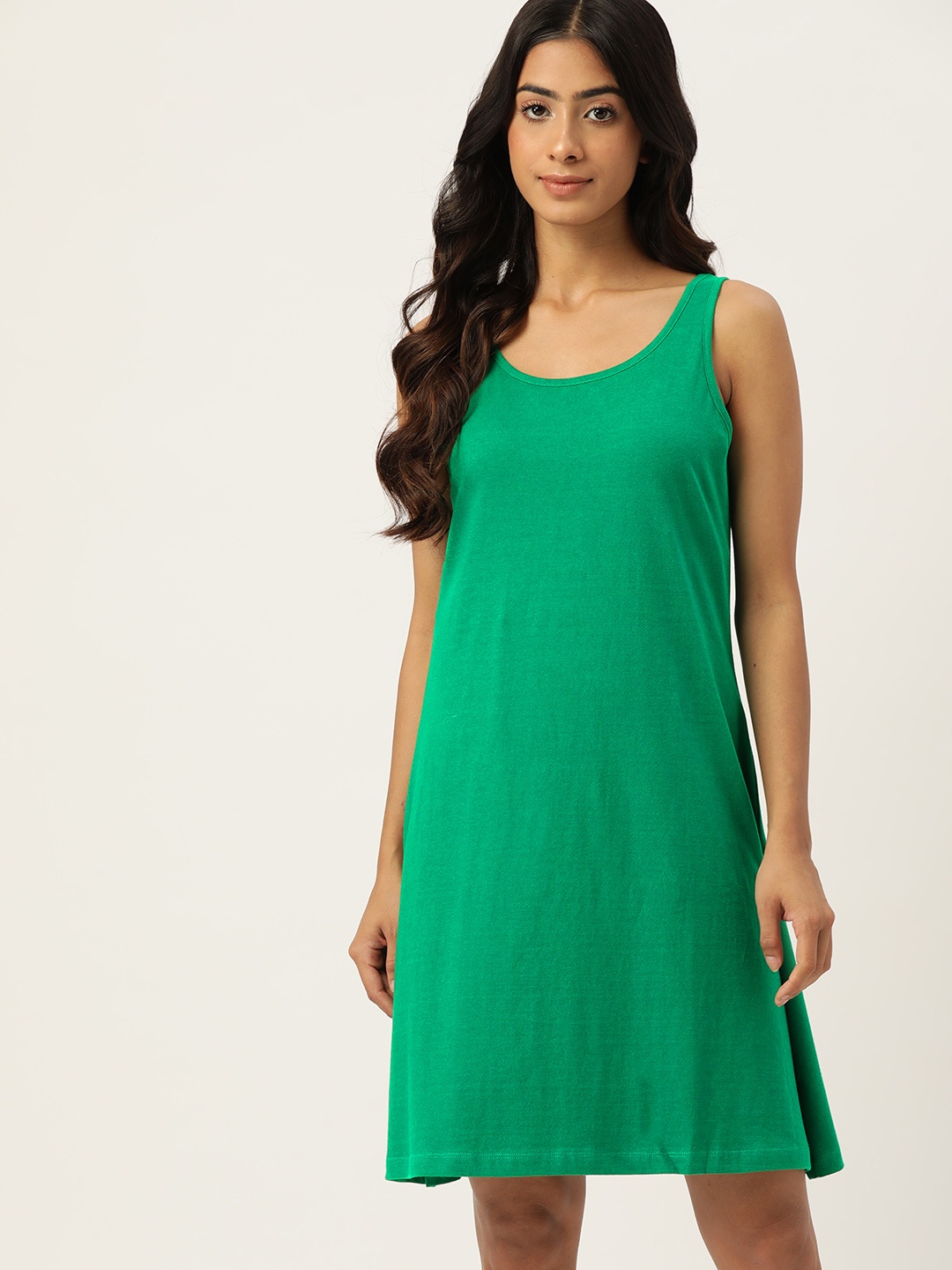 

ETC Solid Pure Cotton Nightdress, Green