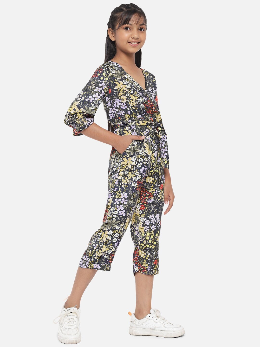 

luyk Girls Printed Capri Jumpsuit, Black
