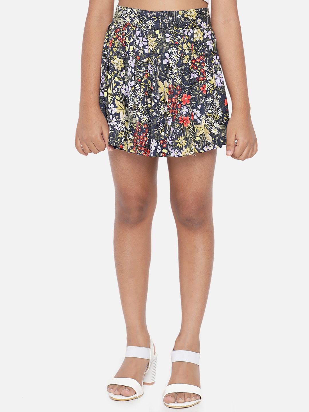 

luyk Girls Floral Printed Pleated Mini Tennis Skirt, Black