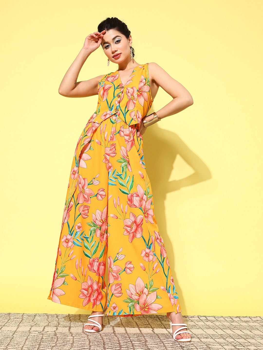 

Moda Rapido Women Printed Co-Ords, Mustard