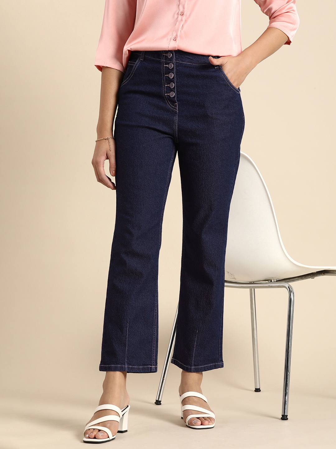 

all about you Women Straight Fit High-Rise Stretchable Jeans, Blue