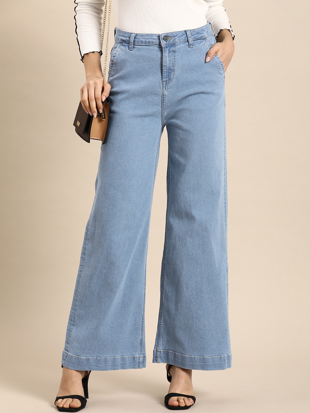 

all about you Women Wide Leg Stretchable Jeans, Blue