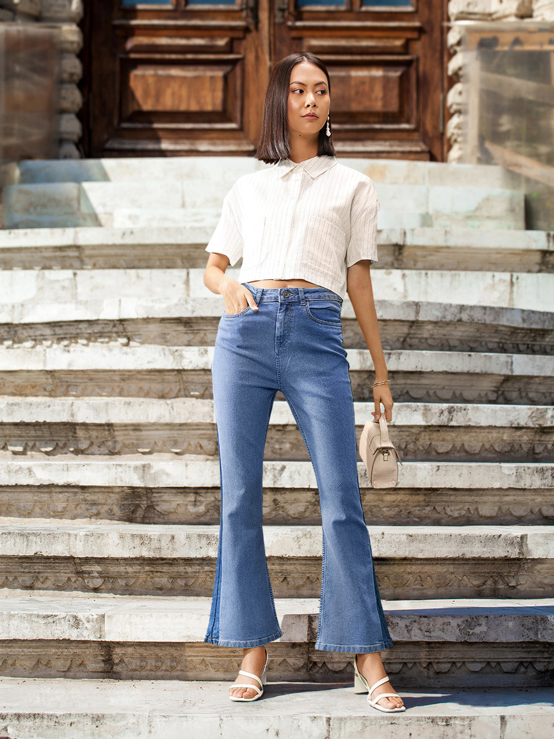 

all about you Women Bootcut Heavy Fade Stretchable Mid-Rise Jeans, Blue