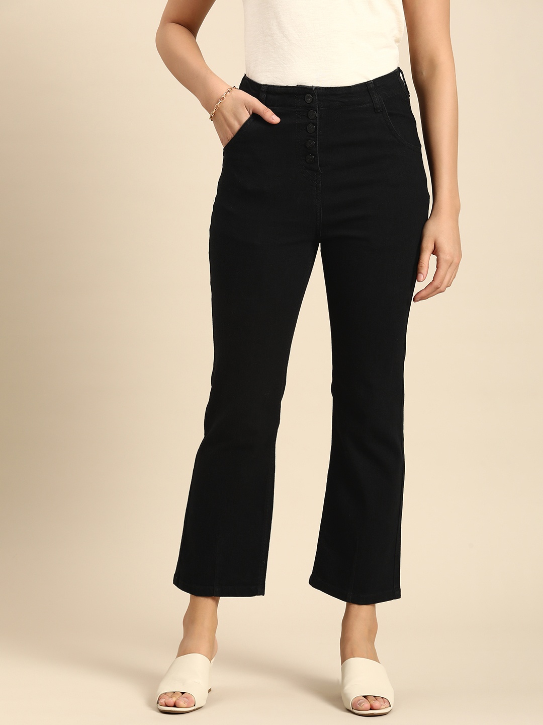 

all about you Women Straight Fit High-Rise Stretchable Jeans, Black