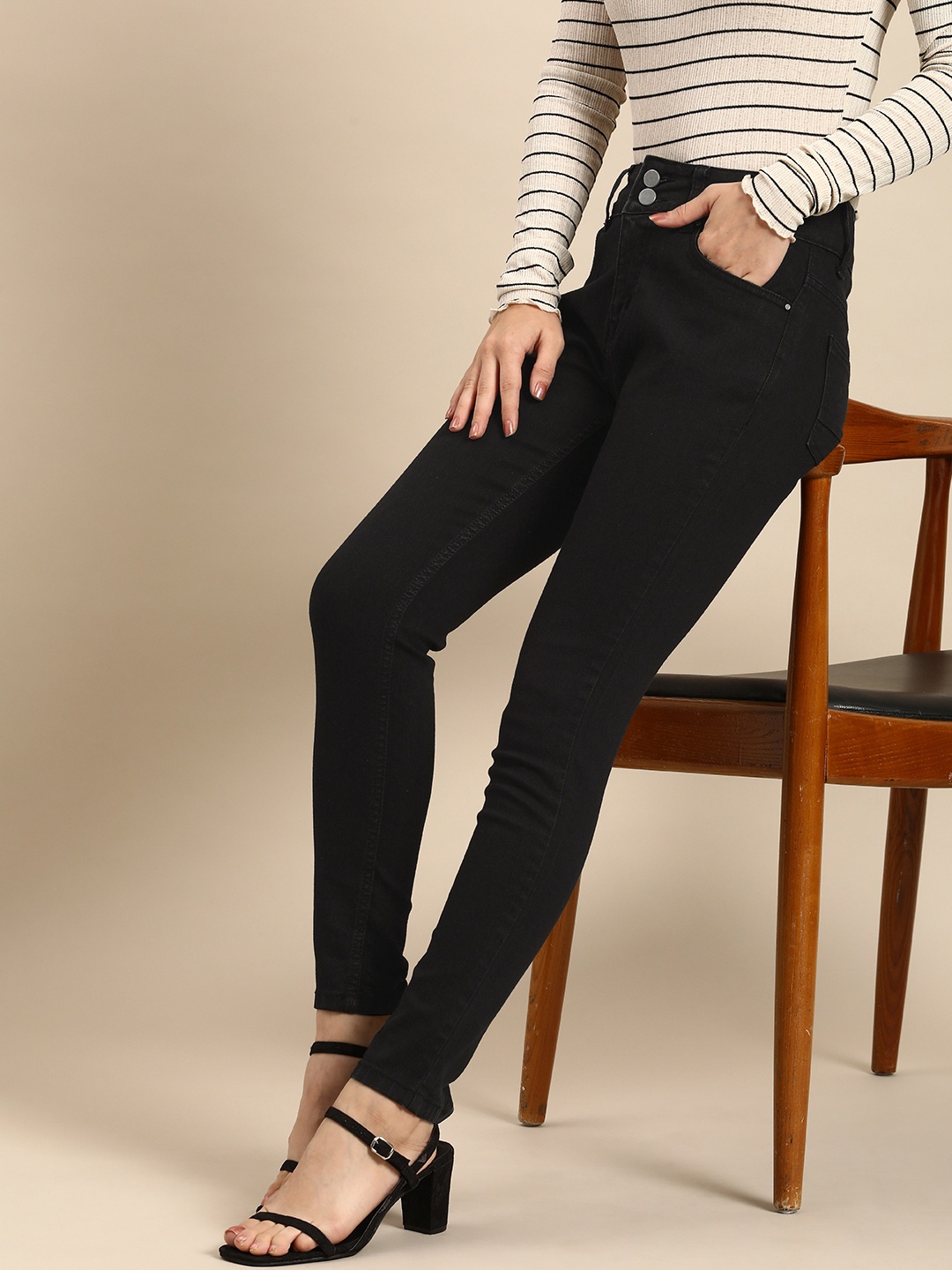 

all about you Women Slim Fit Stretchable Mid Rise Jeans, Black