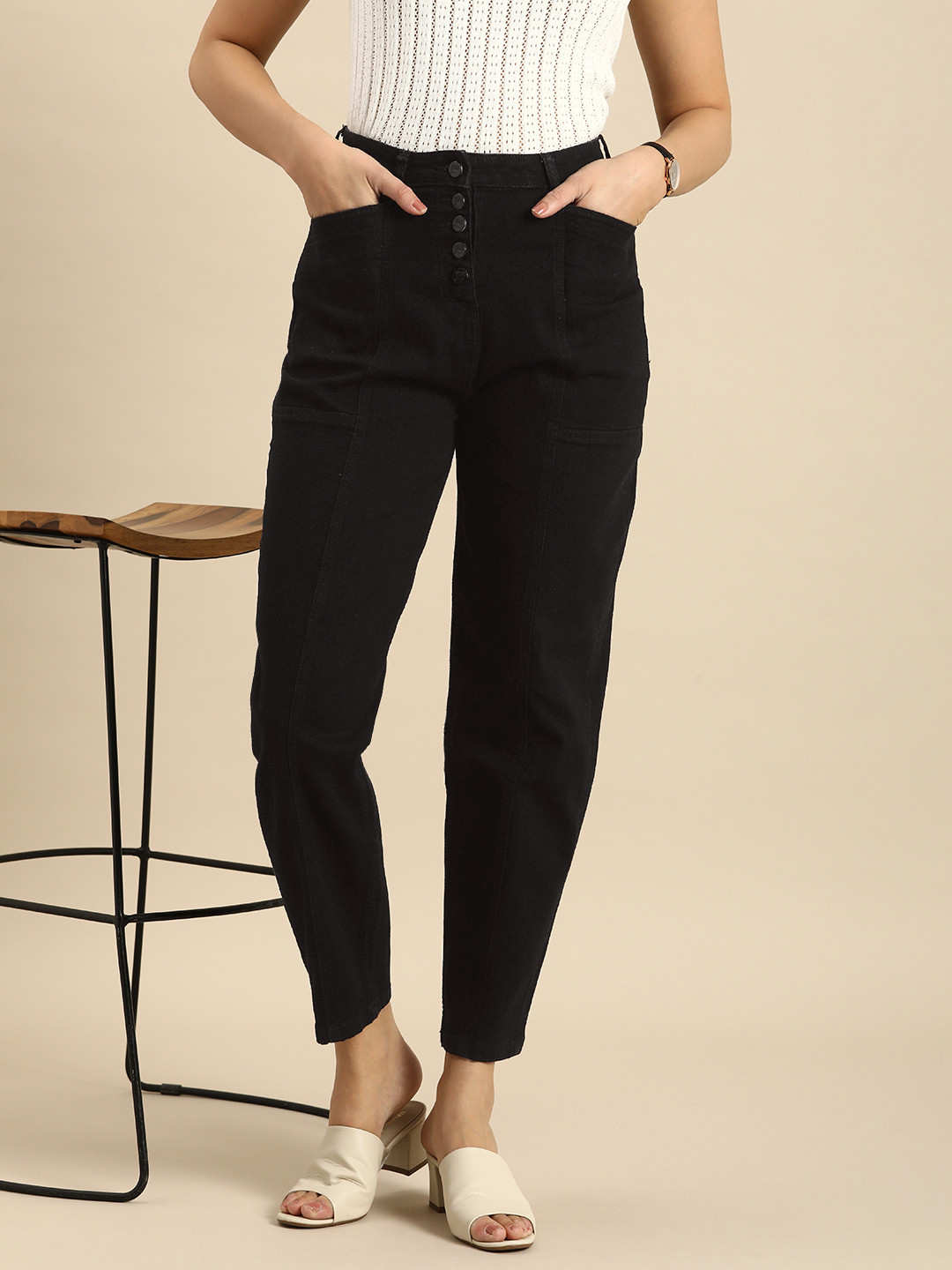 

all about you Women Skinny Fit High-Rise Stretchable Jeans, Black