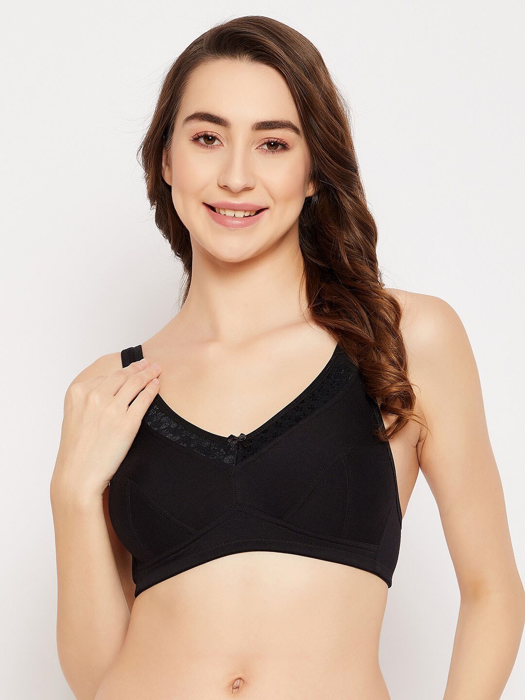

Clovia Cotton Non-Padded Non-Wired Full Cup Bra, Black