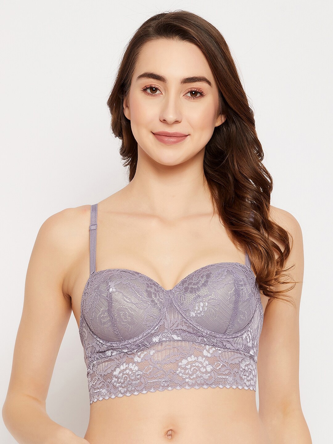 

Clovia Underwired Lightly Padded Rapid-Dry Bralette Bra, Grey