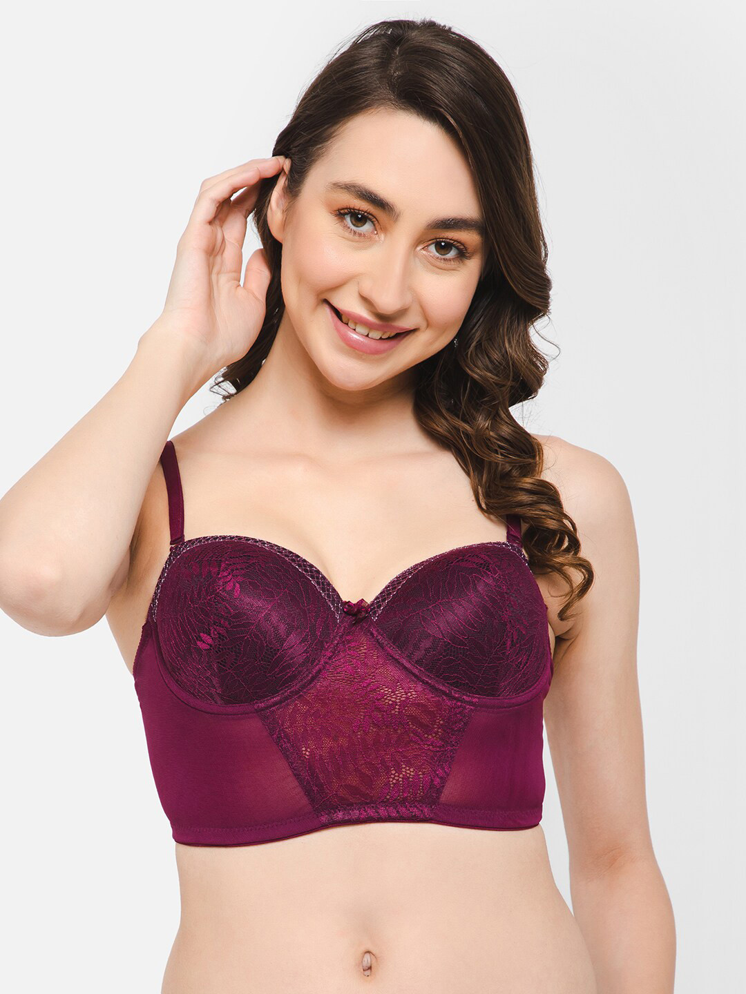 

Clovia Floral Underwired Lightly Padded Rapid-Dry Bralette, Purple