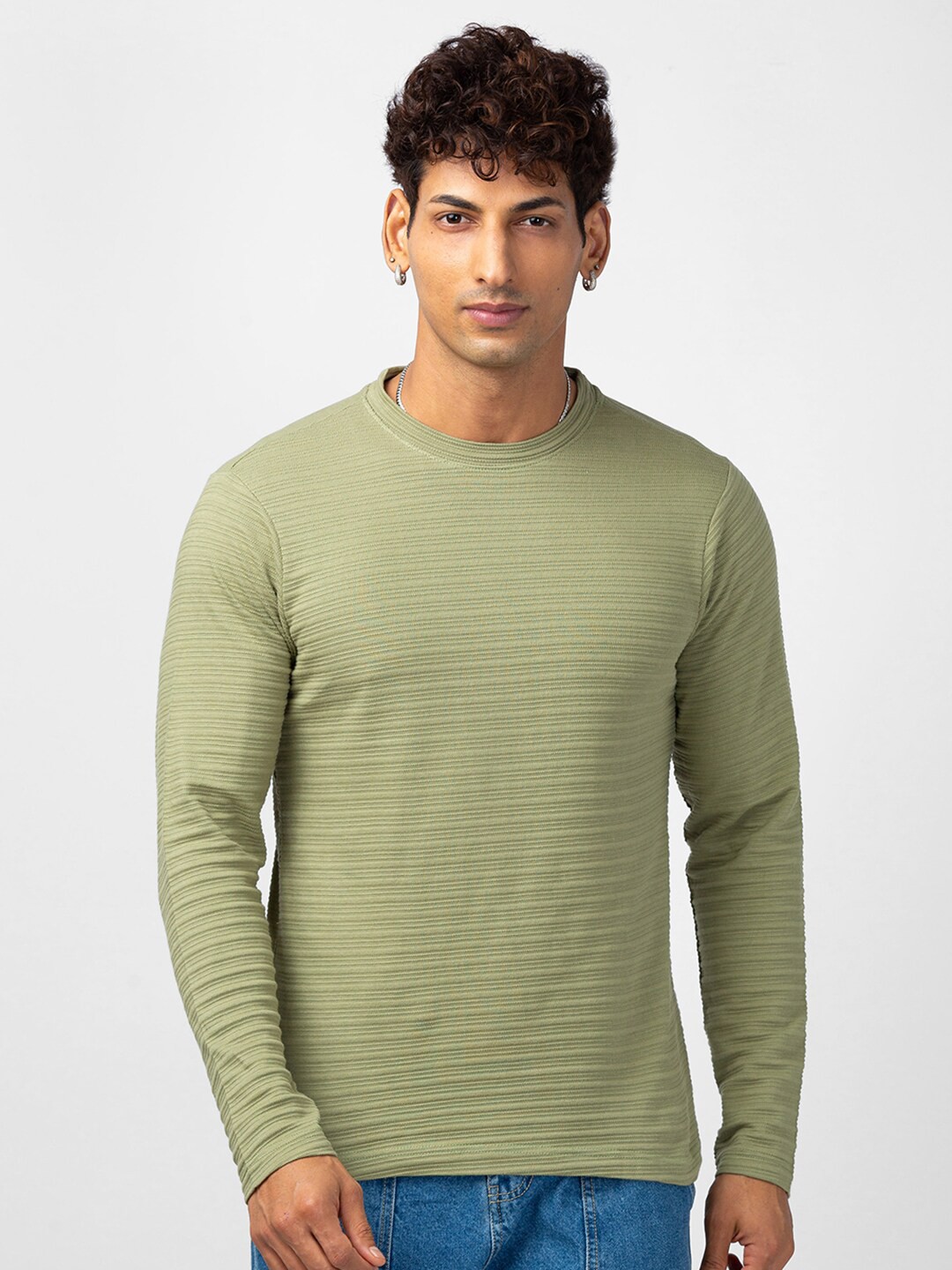 

VASTRADO Striped Cotton T-shirt, Olive