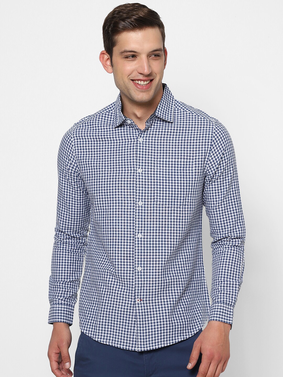 

VASTRADO Gingham Checks Cotton Casual Shirt, Blue