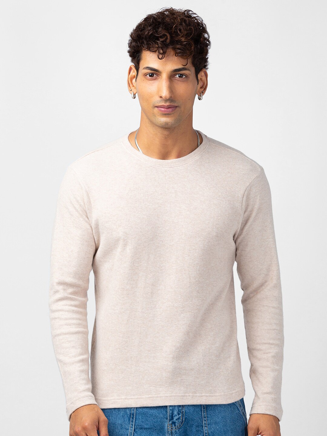

VASTRADO Long Sleeves Cotton T-shirt, Beige