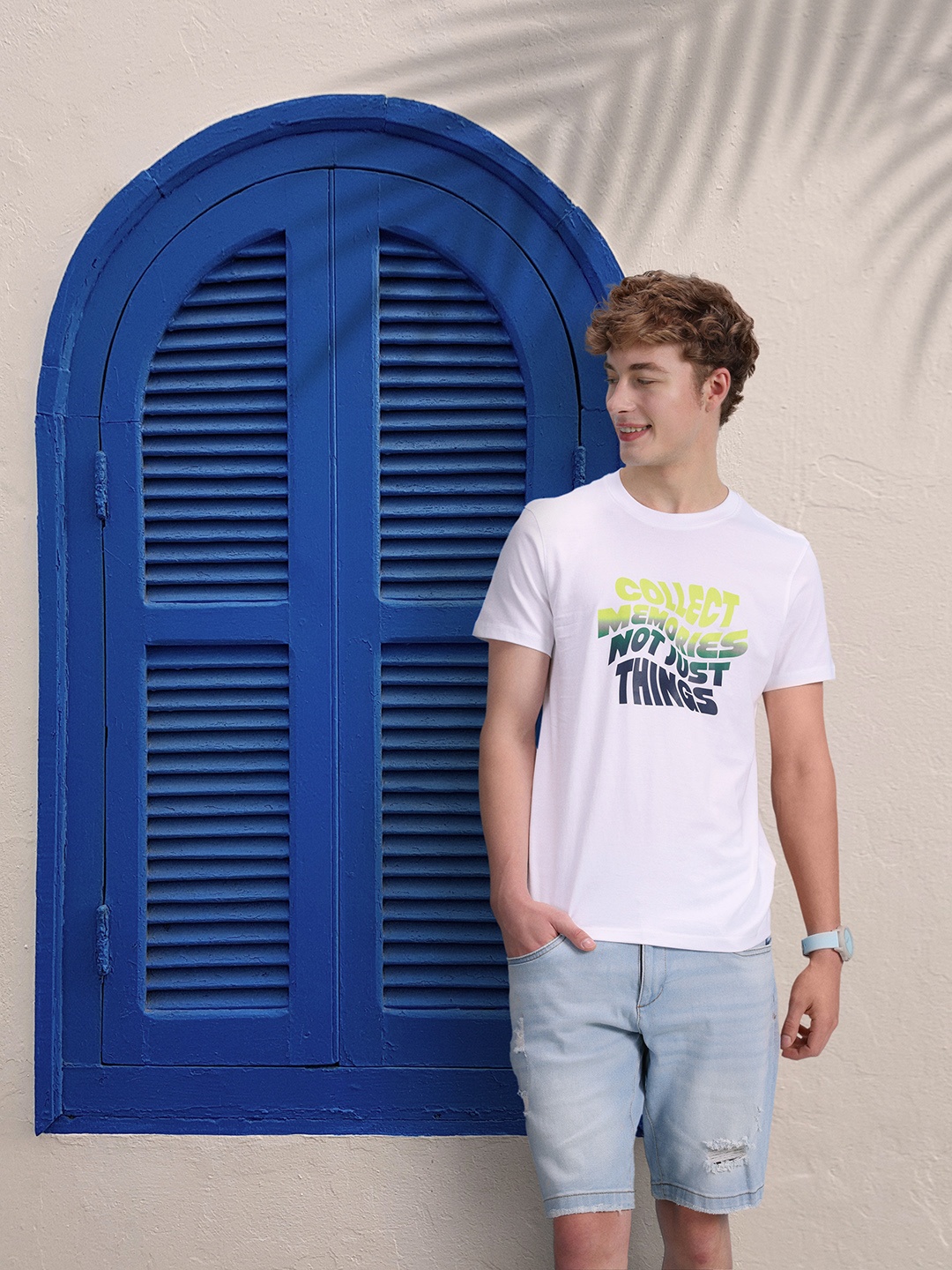 

Mast & Harbour Men Misty White Pure Cotton Typography Printed T-shirt