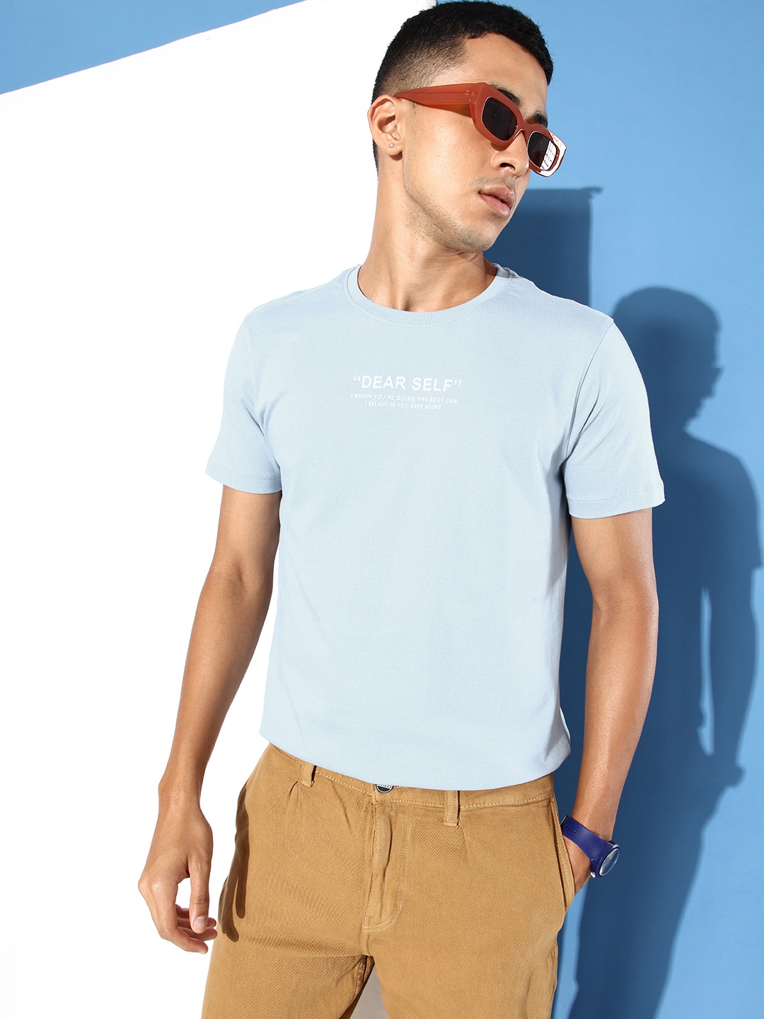 

Mast & Harbour Typography Pure Cotton Applique T-shirt, Blue