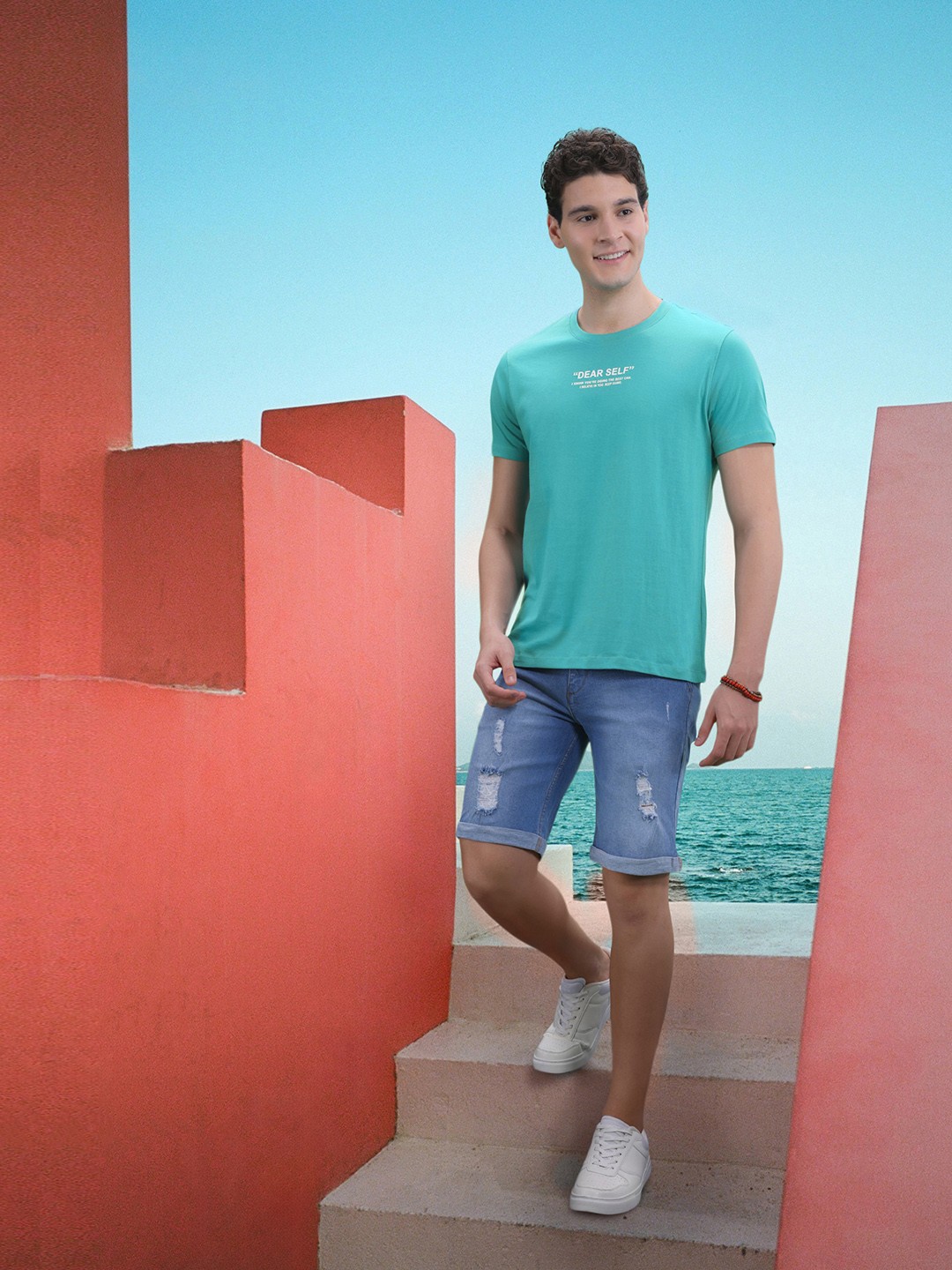 

Mast & Harbour Typography Pure Cotton Applique T-shirt, Teal
