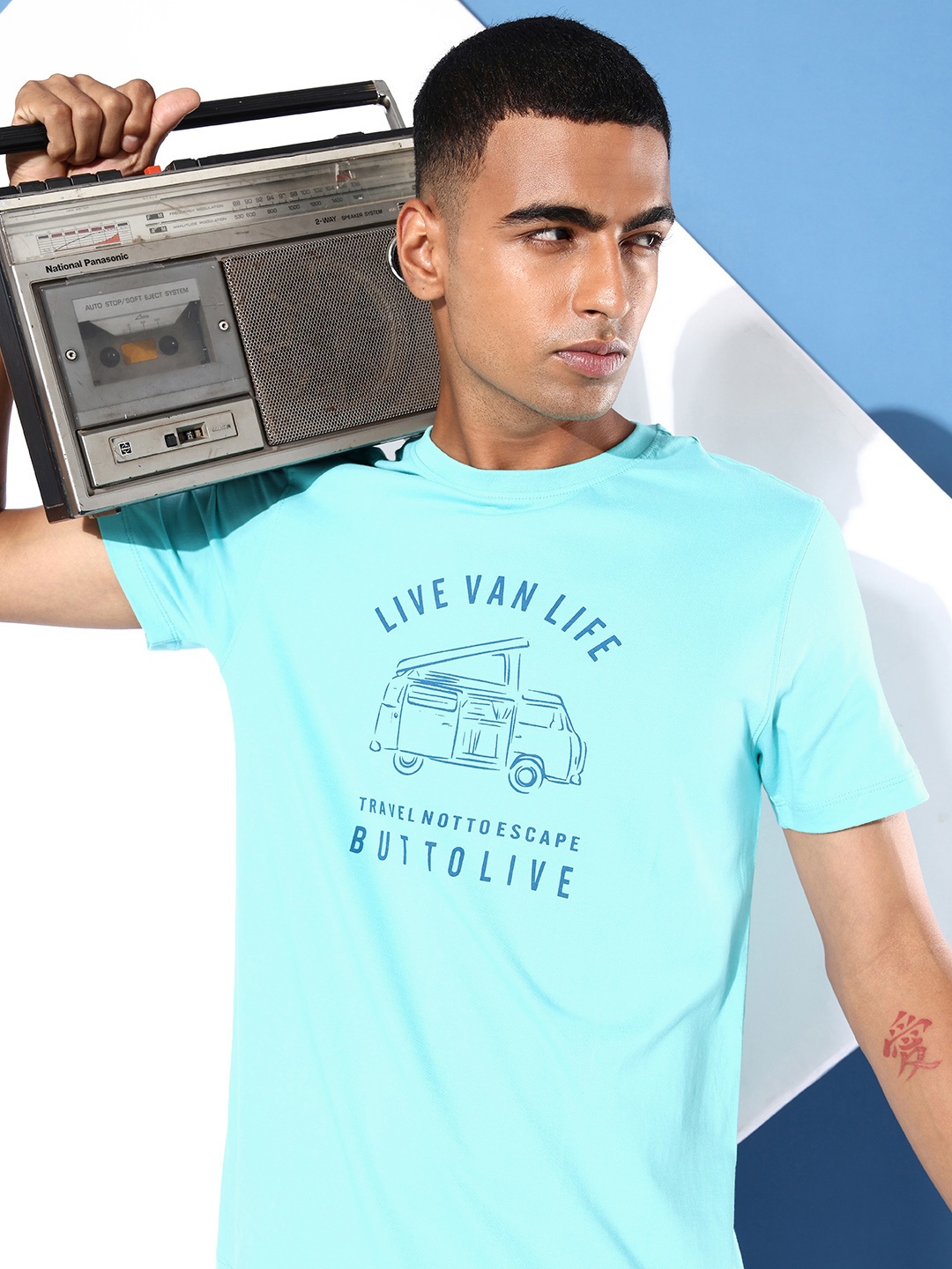 

Mast & Harbour Men Mint Green Pure Cotton Typography Printed T-shirt