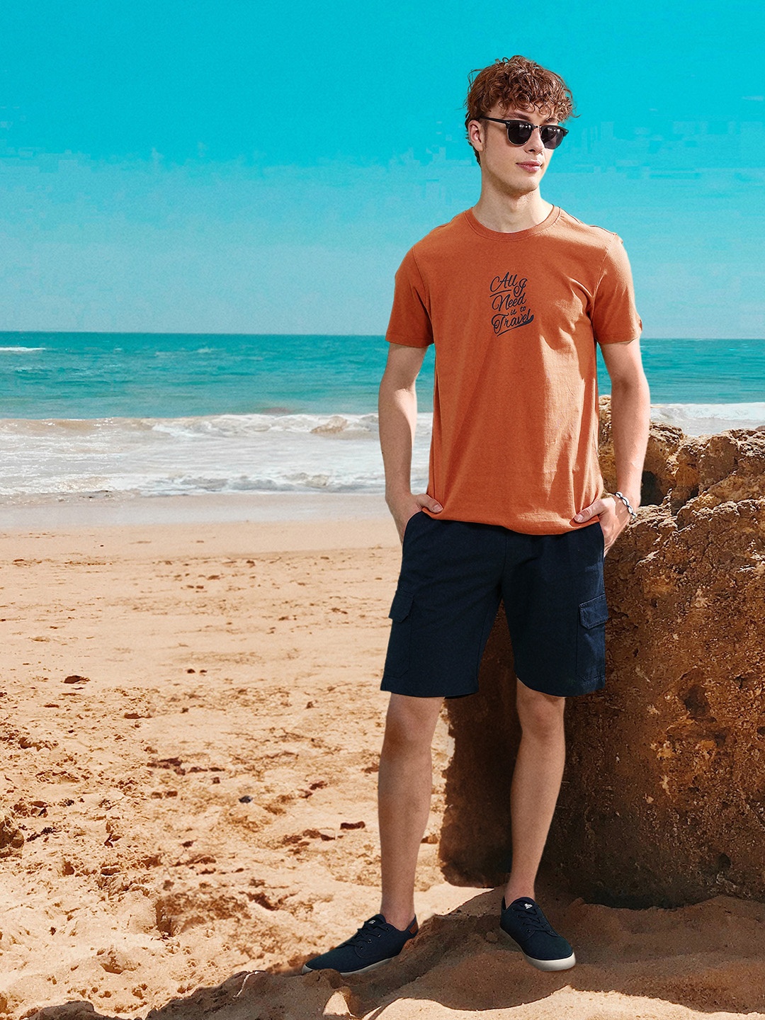 

Mast & Harbour Typography Printed Detail Pure Cotton T-shirt, Rust