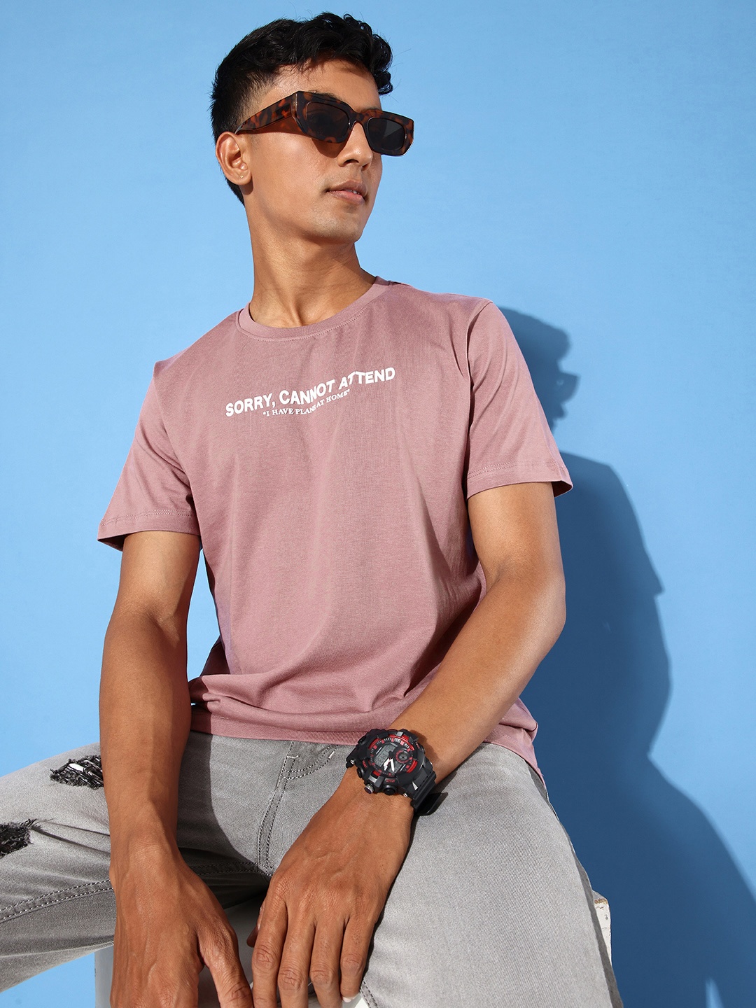 

Mast & Harbour Typography Pure Cotton Applique T-shirt, Mauve