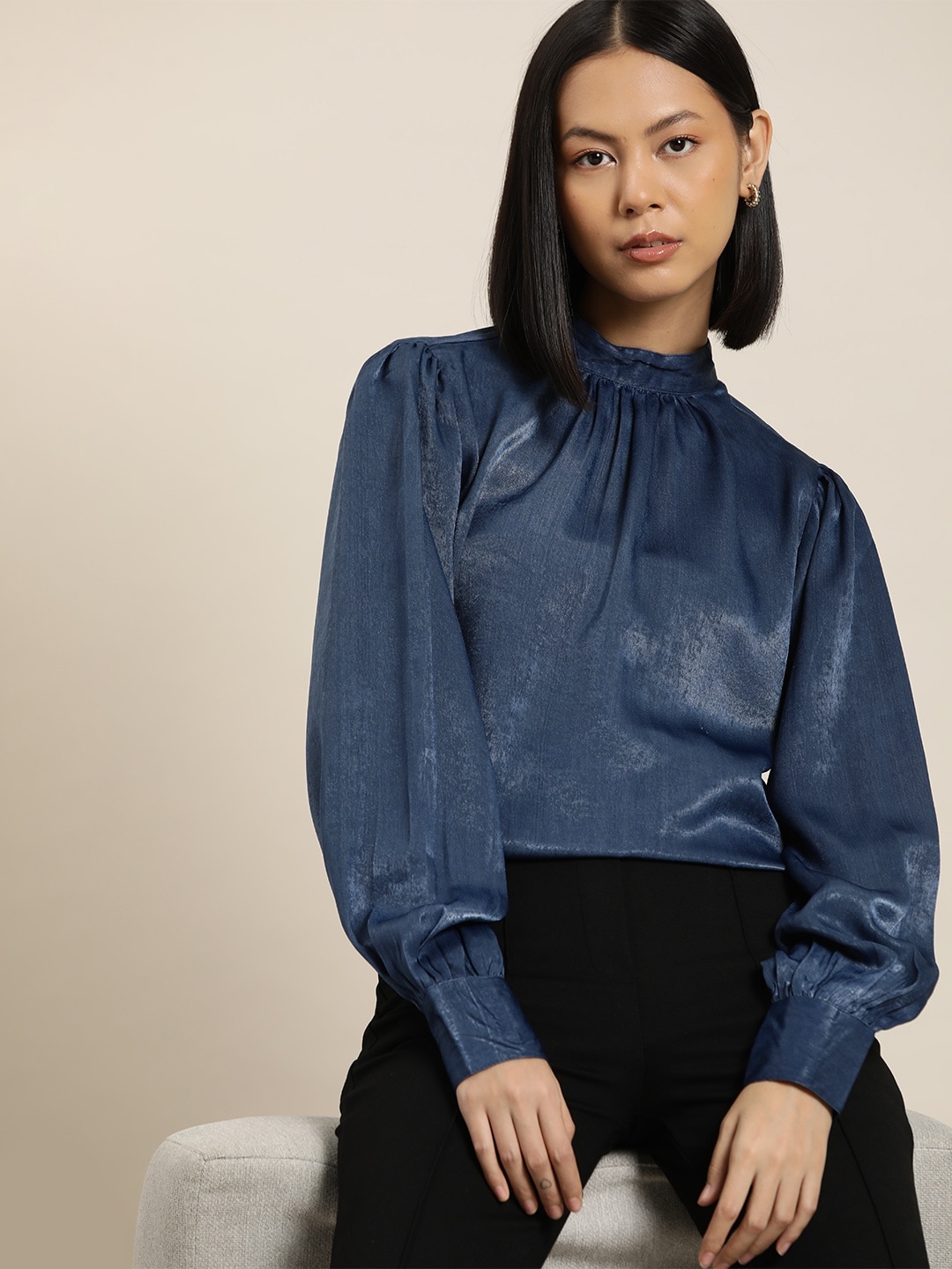 

her by invictus Satin Top, Navy blue
