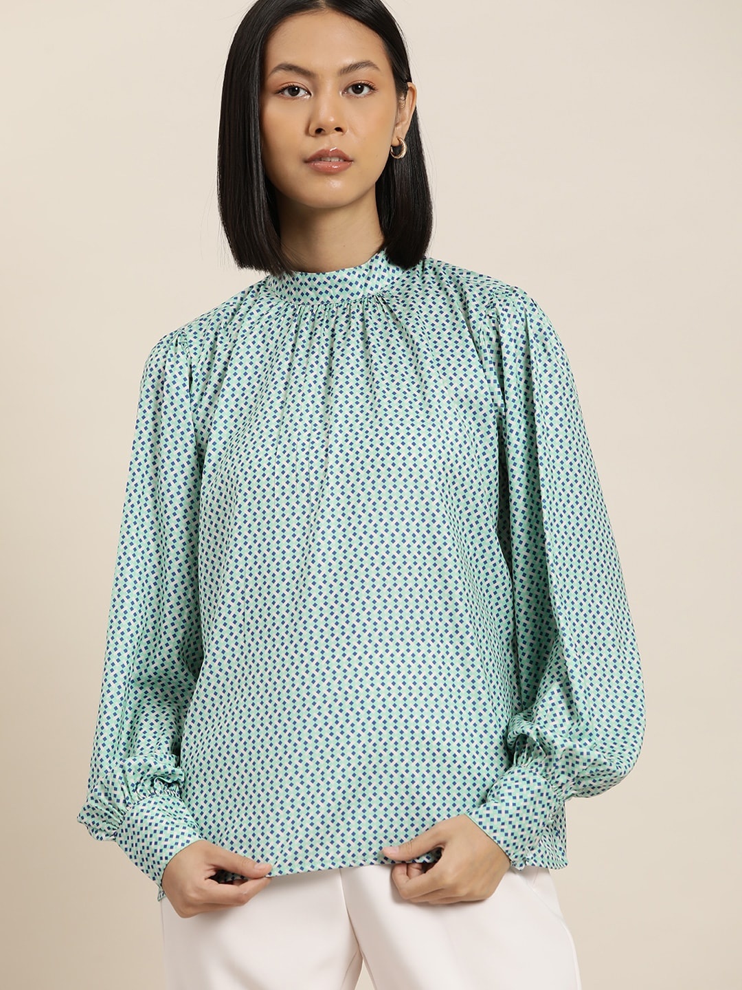 

her by invictus Geometric Print Top, Green
