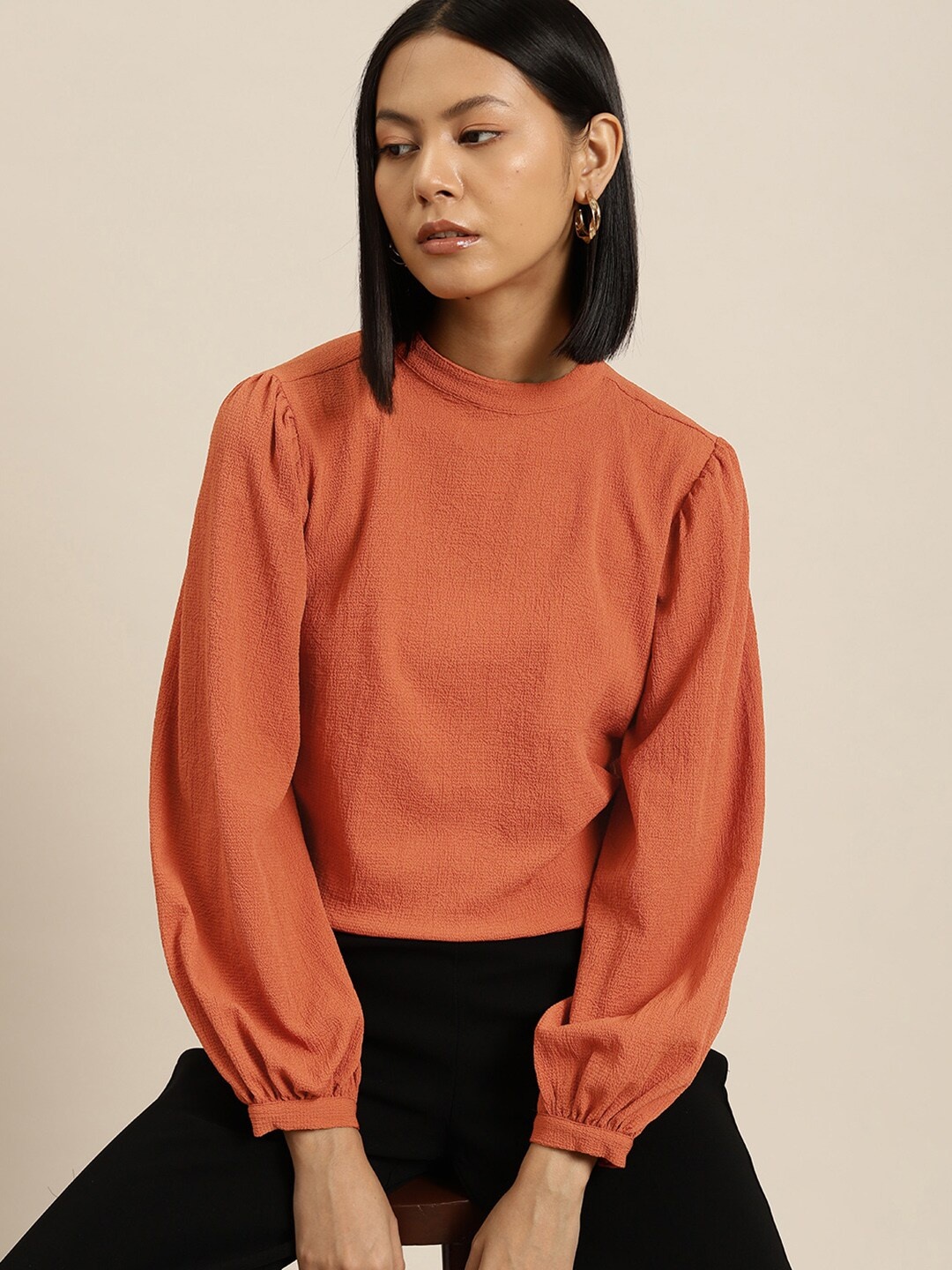 

her by invictus High Neck Solid Top, Rust