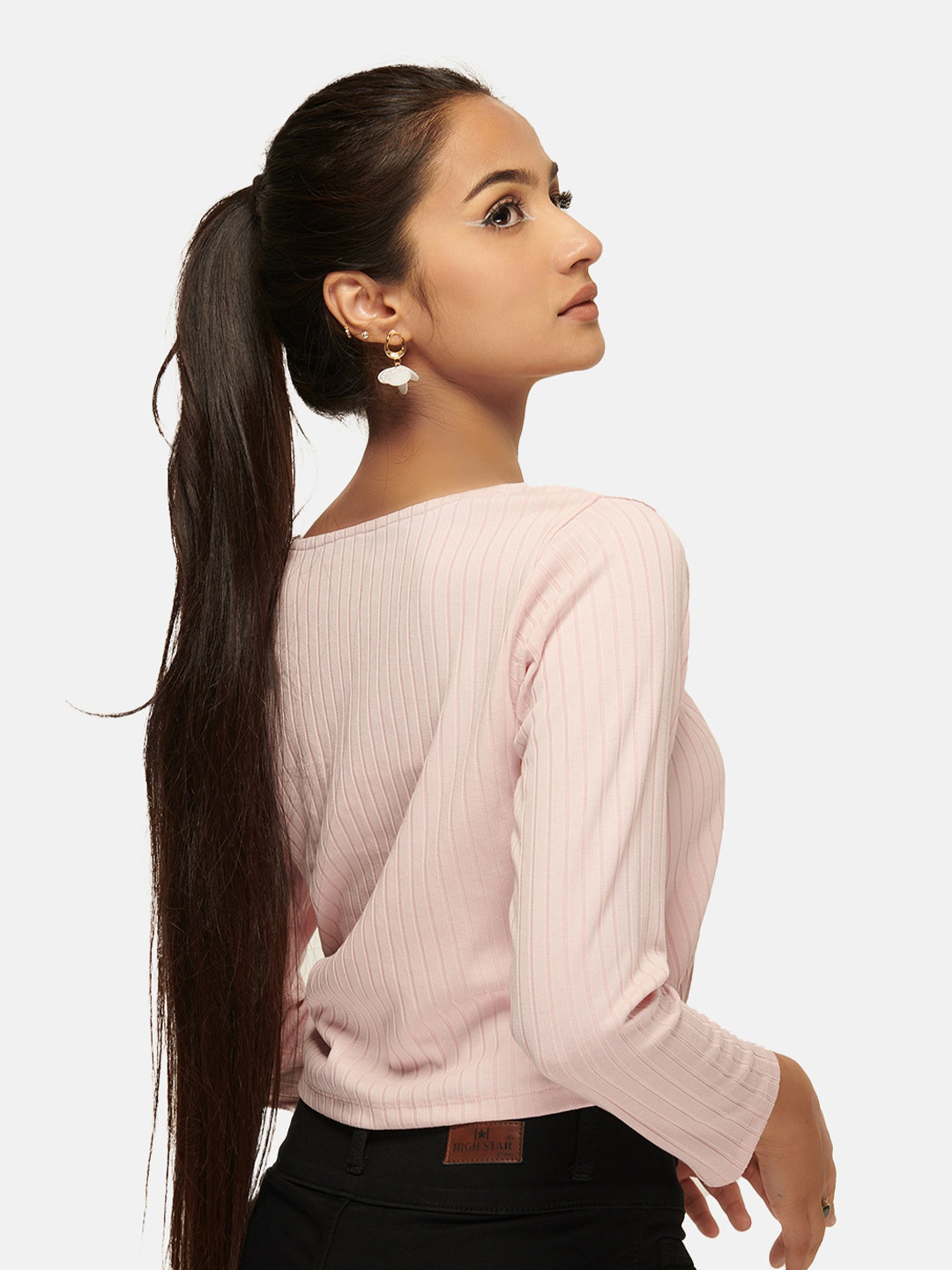 

IZF Pink Striped Long Sleeves Top