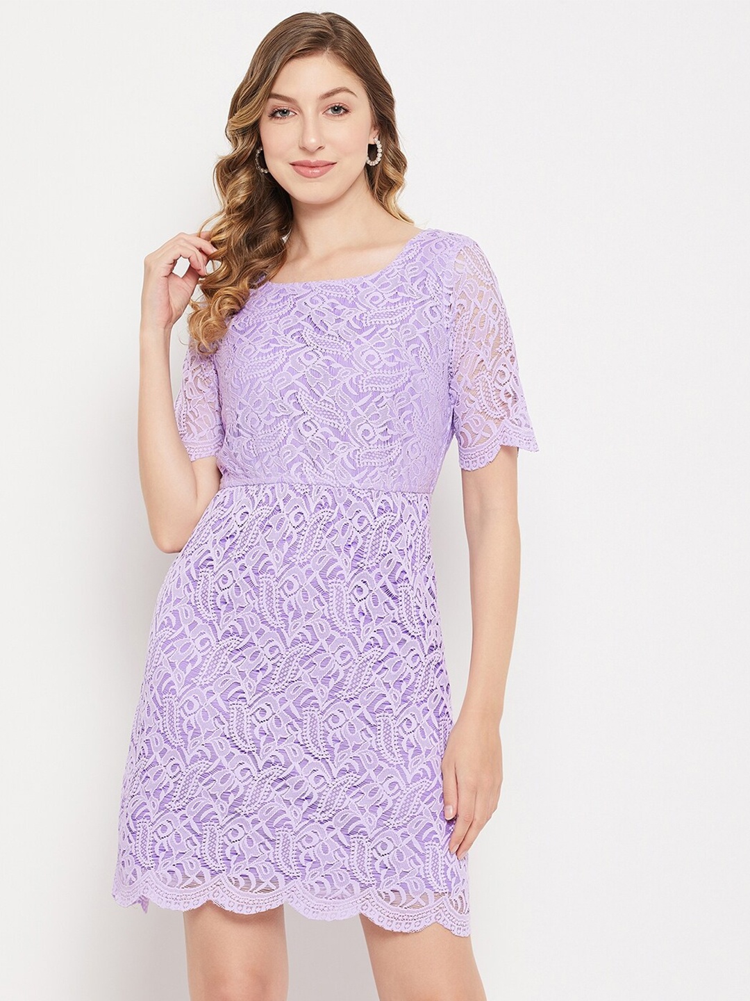 

Imfashini Floral Lace A-line Dress, Lavender