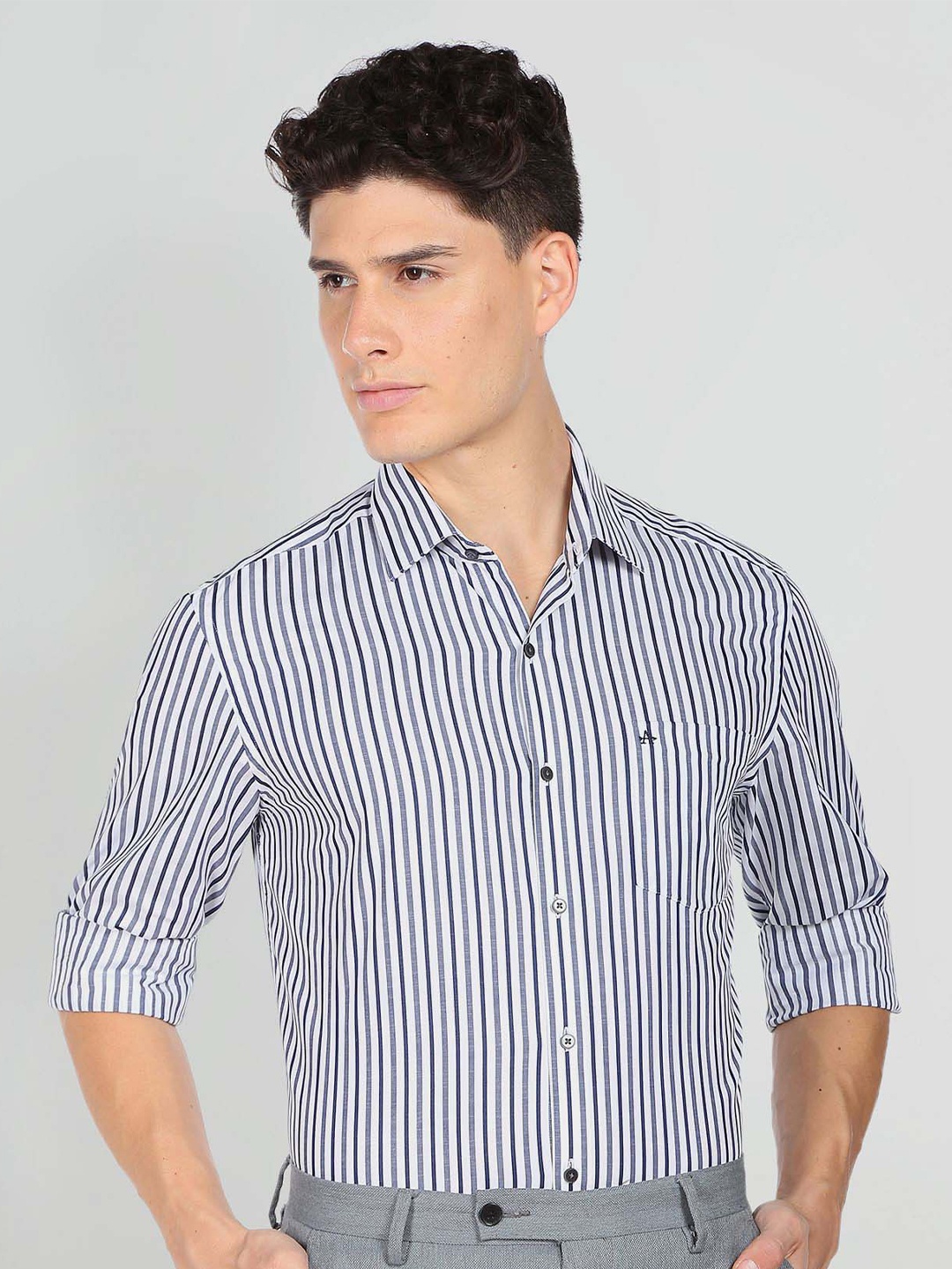 

Arrow Striped Cotton Formal Shirt, Blue