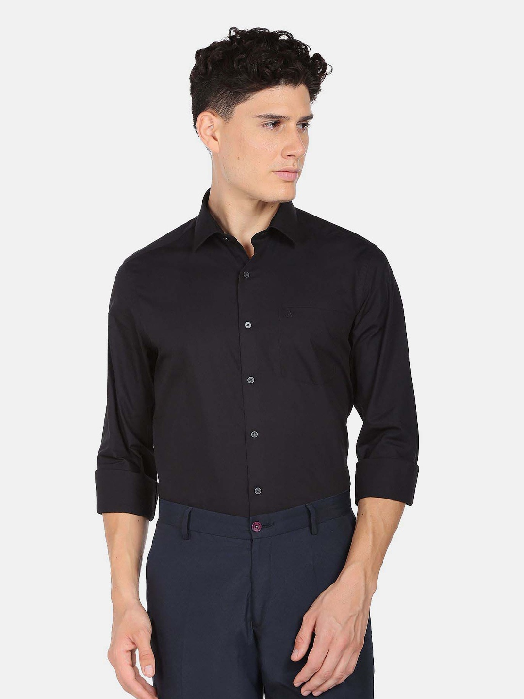 

Arrow Spread Collar Pure Cotton Formal Shirt, Black