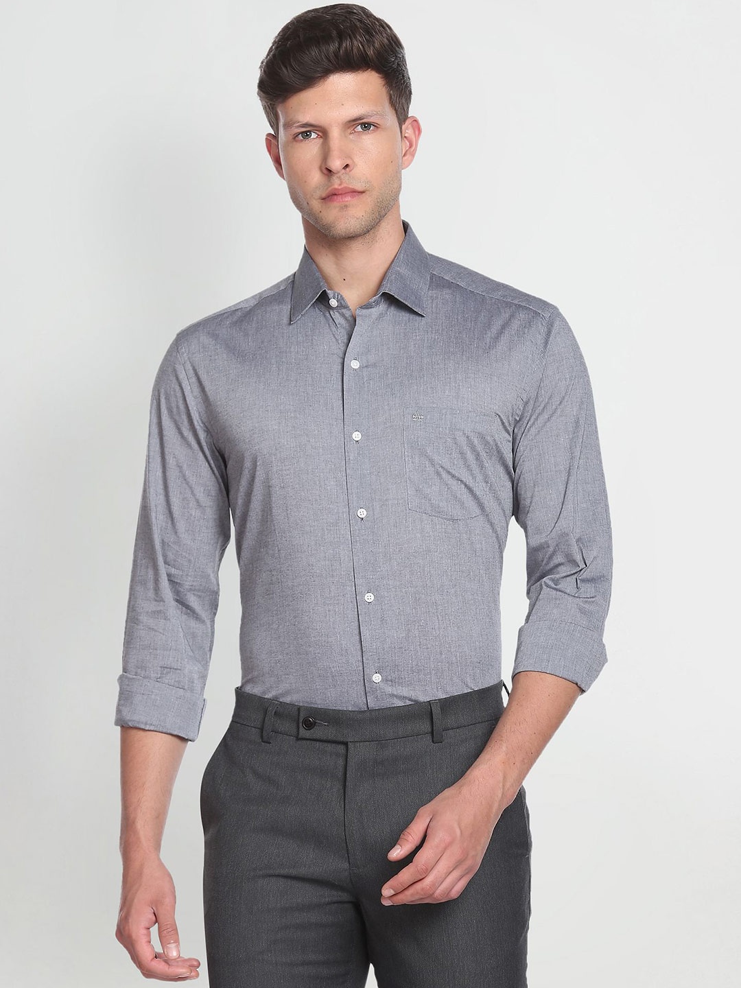 

Arrow Spread Collar Cotton Formal Shirt, Grey