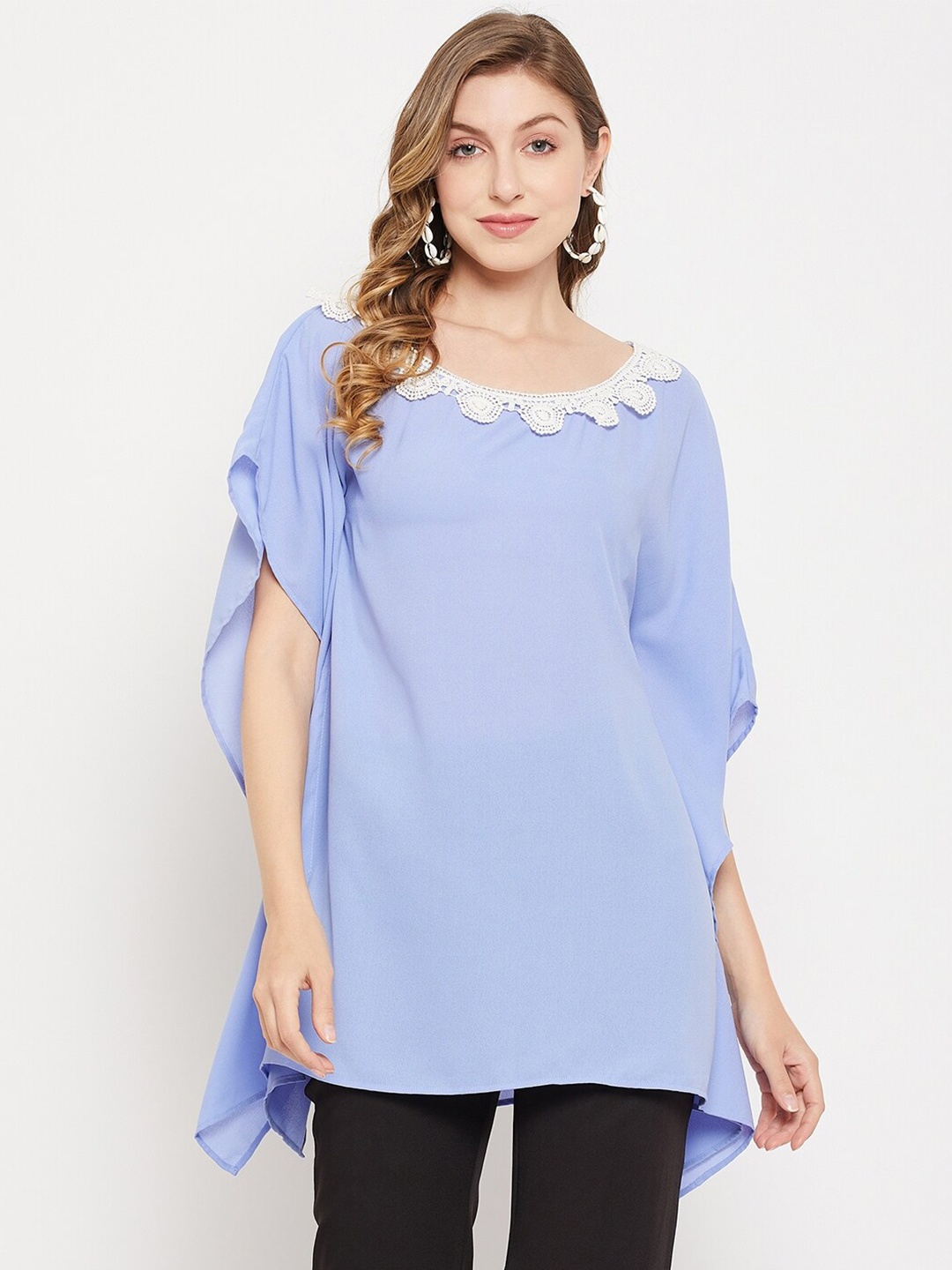 

Imfashini Polyester Lace insert Tunic, Blue