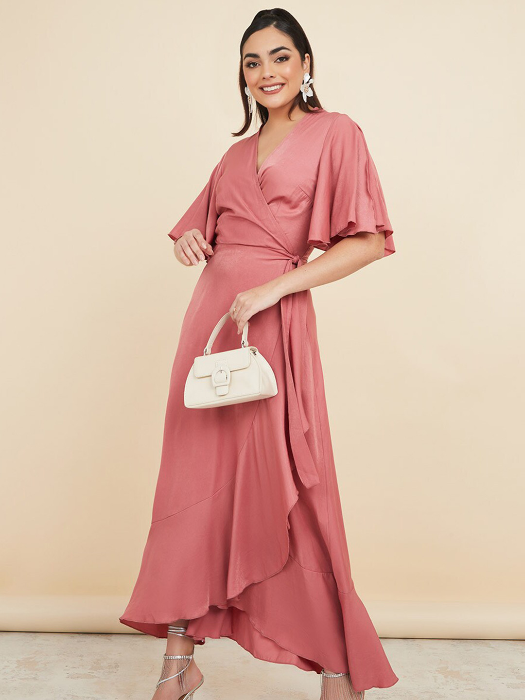 

Styli Maxi Wrap Dress, Pink