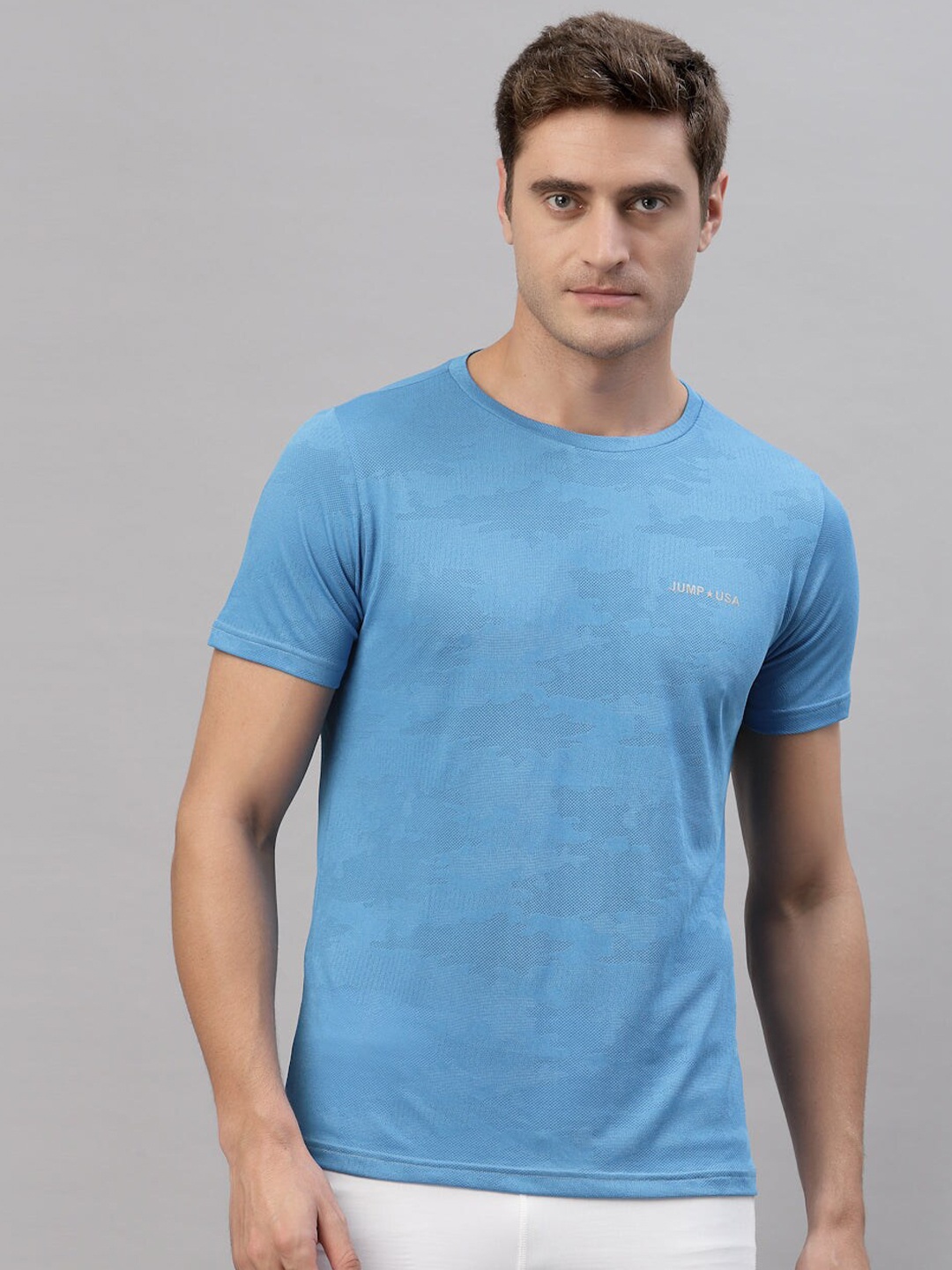 

JUMP USA Abstract Printed Running T-shirt, Grey