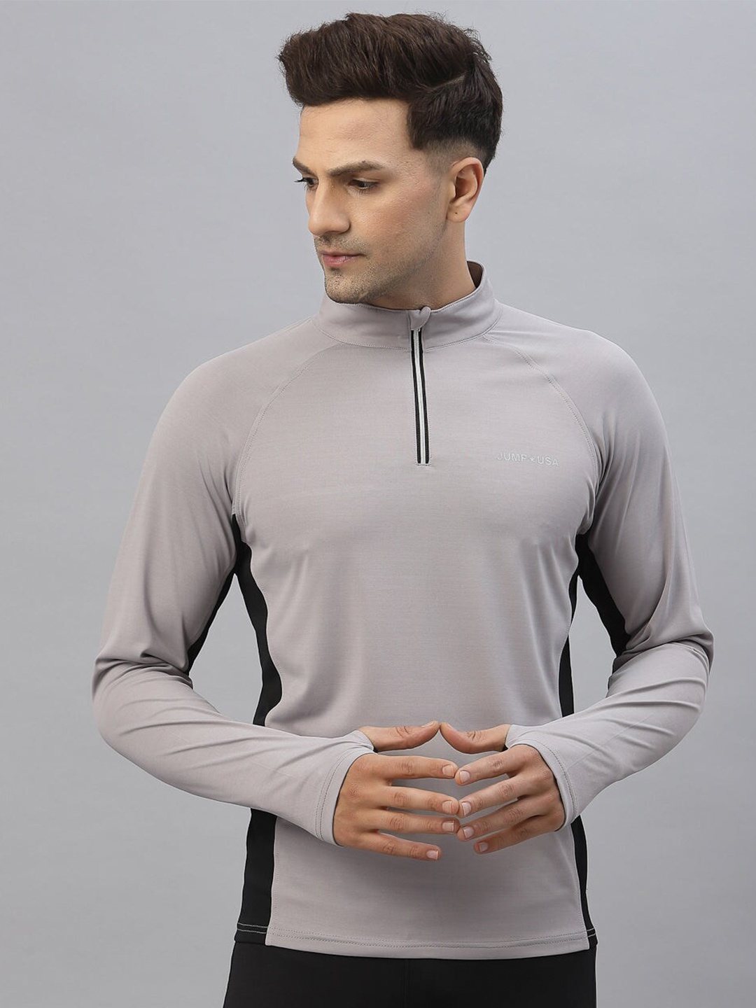 

JUMP USA Rapid Dry High Neck Raglan Sleeve T-shirt, Grey
