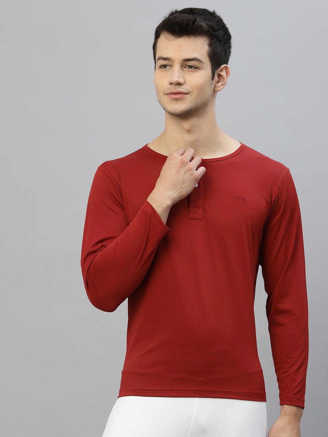 

JUMP USA Henley Neck Long Sleeves Rapid-Dry T-shirt, Red