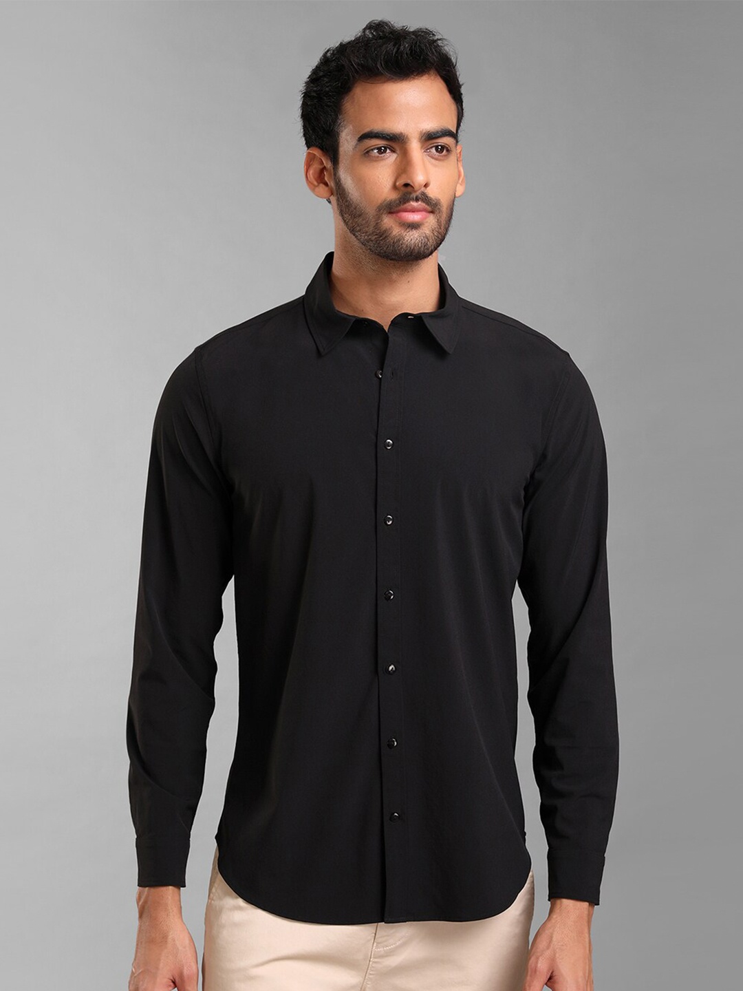 

KZ07 By Kazo Spread Collar Casual Shirt, Black