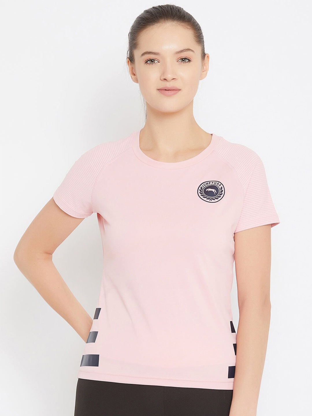 

JUMP USA Raglan Sleeves Pure Cotton T-shirt, Pink