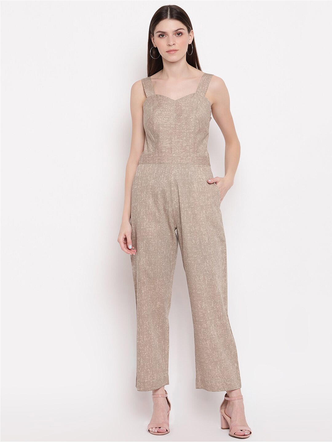 

sandy AND ritz Printed Cotton Basic Jumpsuit, Beige